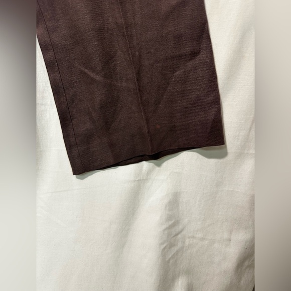 Brown Wide-Leg Linen Pants - Picture 2 of 5